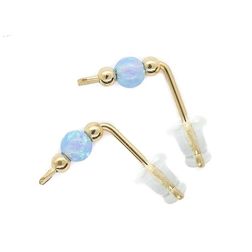 Aretes de ópalo para escalar, con forma de barra pequeña, chapado en oro de 14 quilates, joyería para uso diario