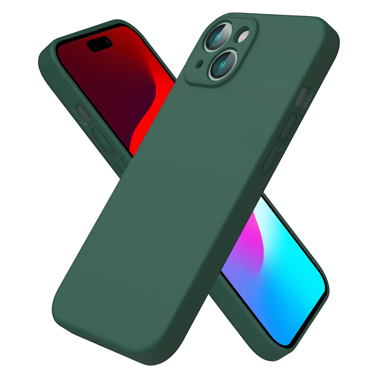 Case Cover Compatible with iPhone 15 Phone Case, Thin TPU Silicone Cover with Camera Protection Soft Interior Slim Fit Flexible Phone Case for iPhone 15 Case Green