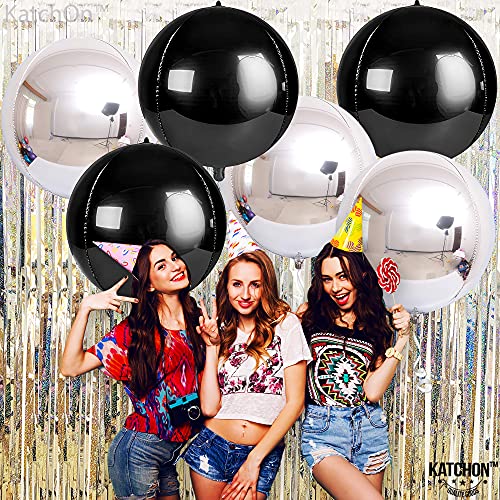 Image of KatchOn, Large Black and Silver Balloon - 22 Inch, Pack of 6 | Black and Silver Mylar Balloons for Graduation Decorations 2026 | Birthday, Bachelorette Party Decorations | Graduation Balloons