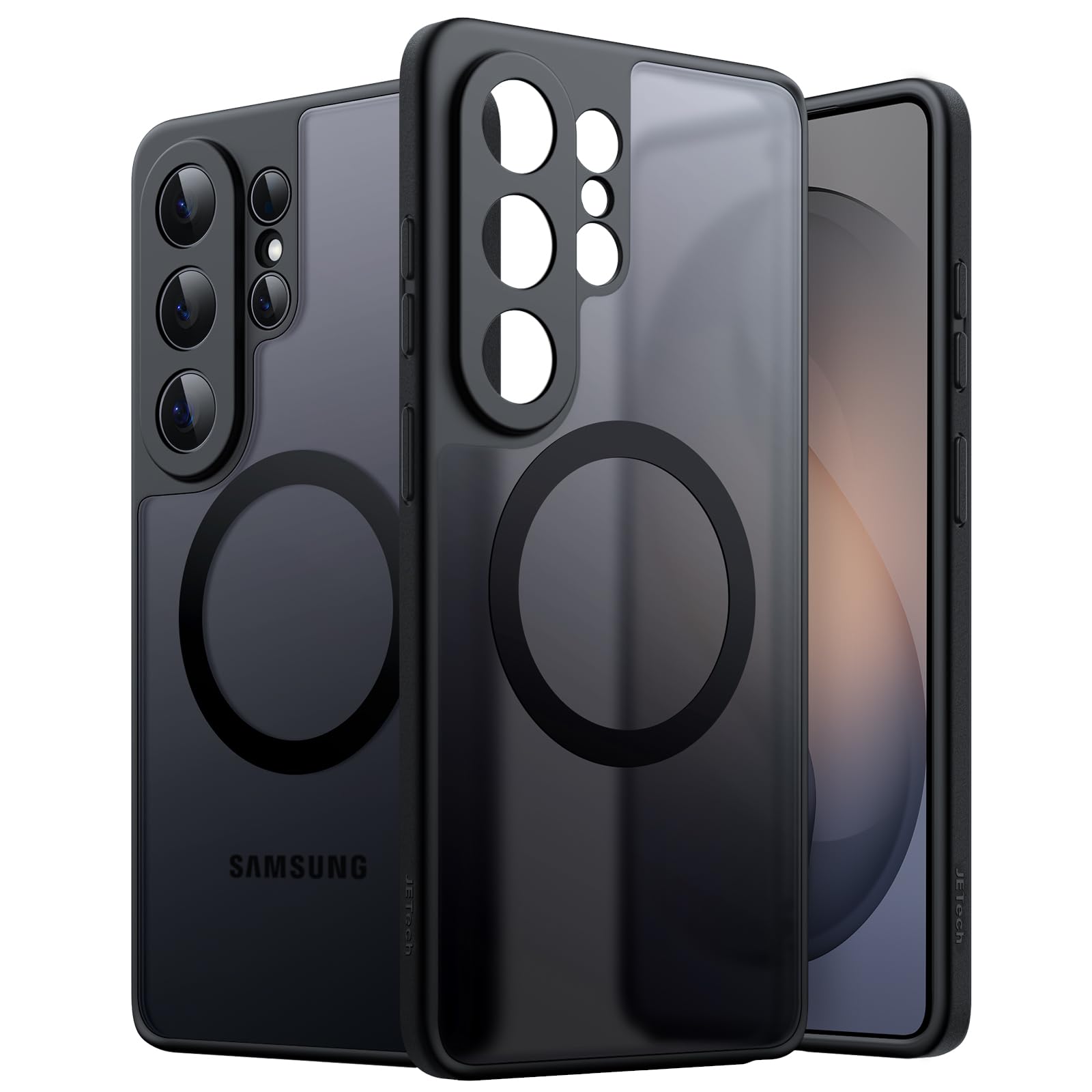 - Magnetic Cover Case for Samsung Galaxy S26 Ultra, Compatible with MagSafe, Camera Lens Full Protection, Translucent Matte Back Shockproof Phone Cover (Black)