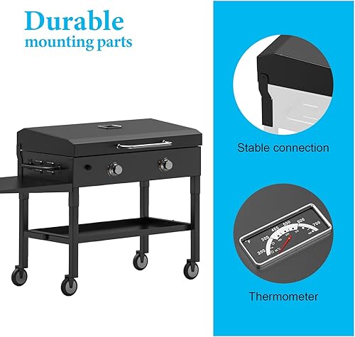 Miniatura 3 de Outspark Tapa con bisagras para parrilla Blackstone de 28 pulgadas, cubierta dura mejorada para Blackstone de 28 pulgadas, accesorios para parrilla