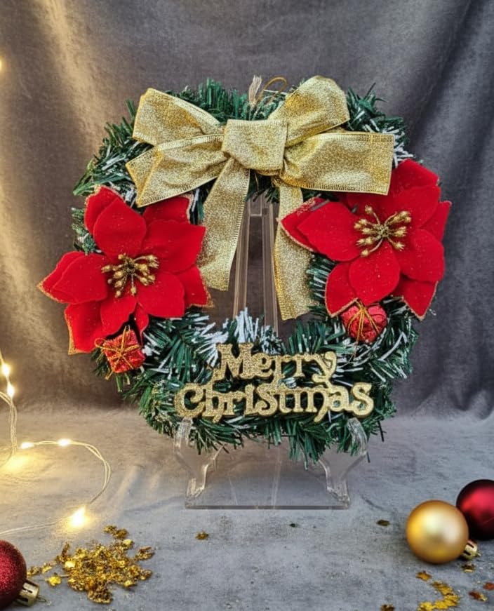 Image of Designer Christmas Wreath /Wall Hanging /Decoration for Xmas Party /Christmas Decorations for Home /Gifts /Wreath | PoPo Toys | 20 Cm