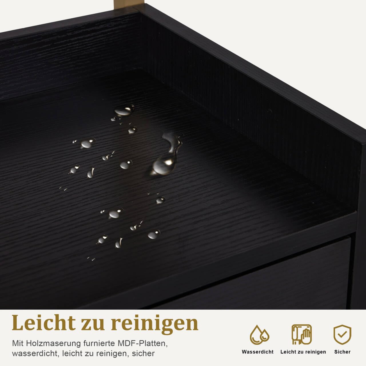 Barberpub Rollwagen Servierwagen Friseurwagen 2 Schubladen Salon Trolley 2 Ablagen Föhnhalter Schwarz-Gold