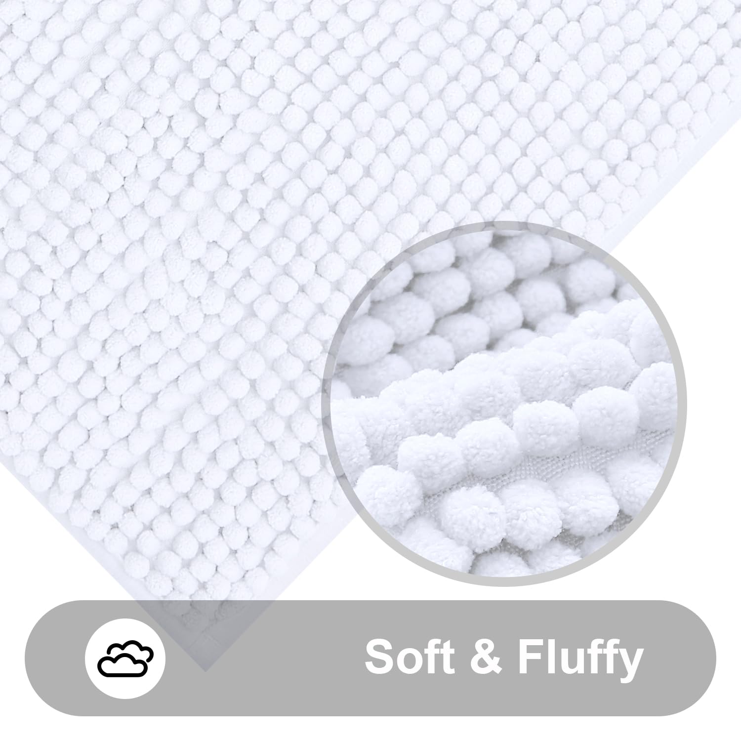 smiry Non Slip Chenille Bath Mat, 60 x 120 cm, Extra Soft Large Bathroom Mat Runner - Image 2