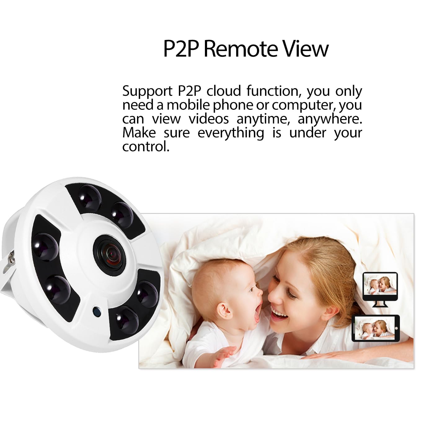 5MP Cámara IP Fisheye PoE Cámara Seguridad Interior,CCTV Interior Cámara Seguridad 1.7mm Lente 180° Ángulo Visión,6 LED IR Visión Nocturna P2P Detección Movimiento (IF02-P-HS)