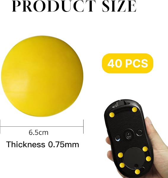 40 Stück Pro UHMW-PE Mouse Dot Skate [giallo], entworfen für anspruchsvolle Spieler, langlebige Leistung, kompatibel mit Mauspad aus Glas, flüssige Bewegung, Dicke 0,8 mm, 40 Stück - 2