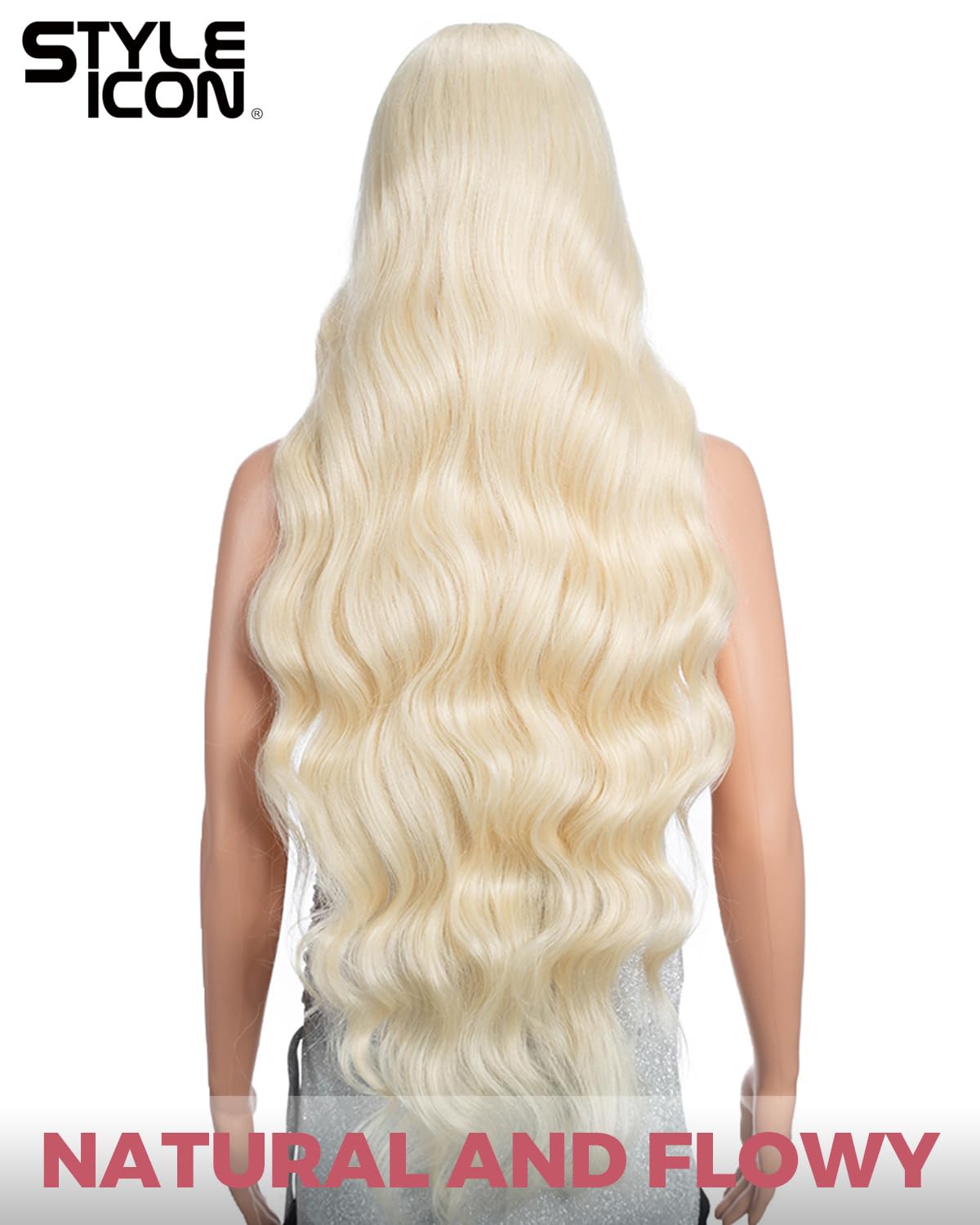 Style Icon Blonde Long Wave Wig 613 Synthetic Lace Front Wig for Women 36" Super Long Body Wave Wig with Baby Hair 13x5x1 Middle Part Lace Heat Resistant Fiber 150% Density - Image 4