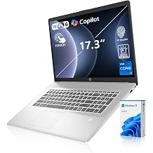 PCONLINE HP Essential 17 Business AI Laptop, 17.3" HD+ Touchscreen Display, Intel i7-1355U, Customized 16GB / 64GB RAM, 1TB / 2TB SSD, HDMI, Backlit Keyboard&Numeric Kepad, FP Reader, Wi-Fi 6, Win11H