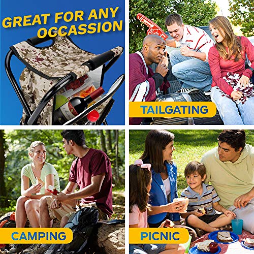 image for Camo Backpack Cooler and Stool - Collapsible Folding Camping Chair and