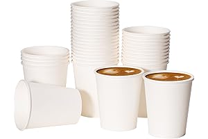 RACETOP Coffee Paper Cups: Eight-Ounce Disposable Cups for Office and Home [100 Pack]