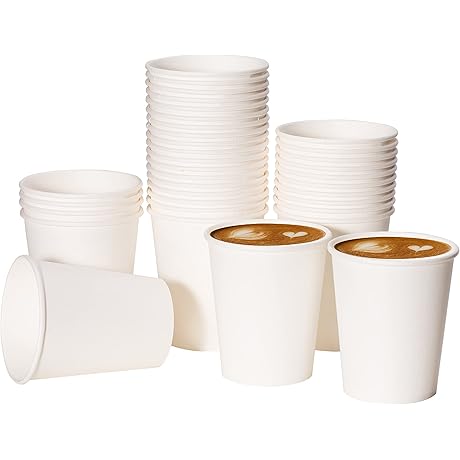 RACETOP Coffee Paper Cups: Eight-Ounce Disposable Cups for Office and Home [100 Pack]