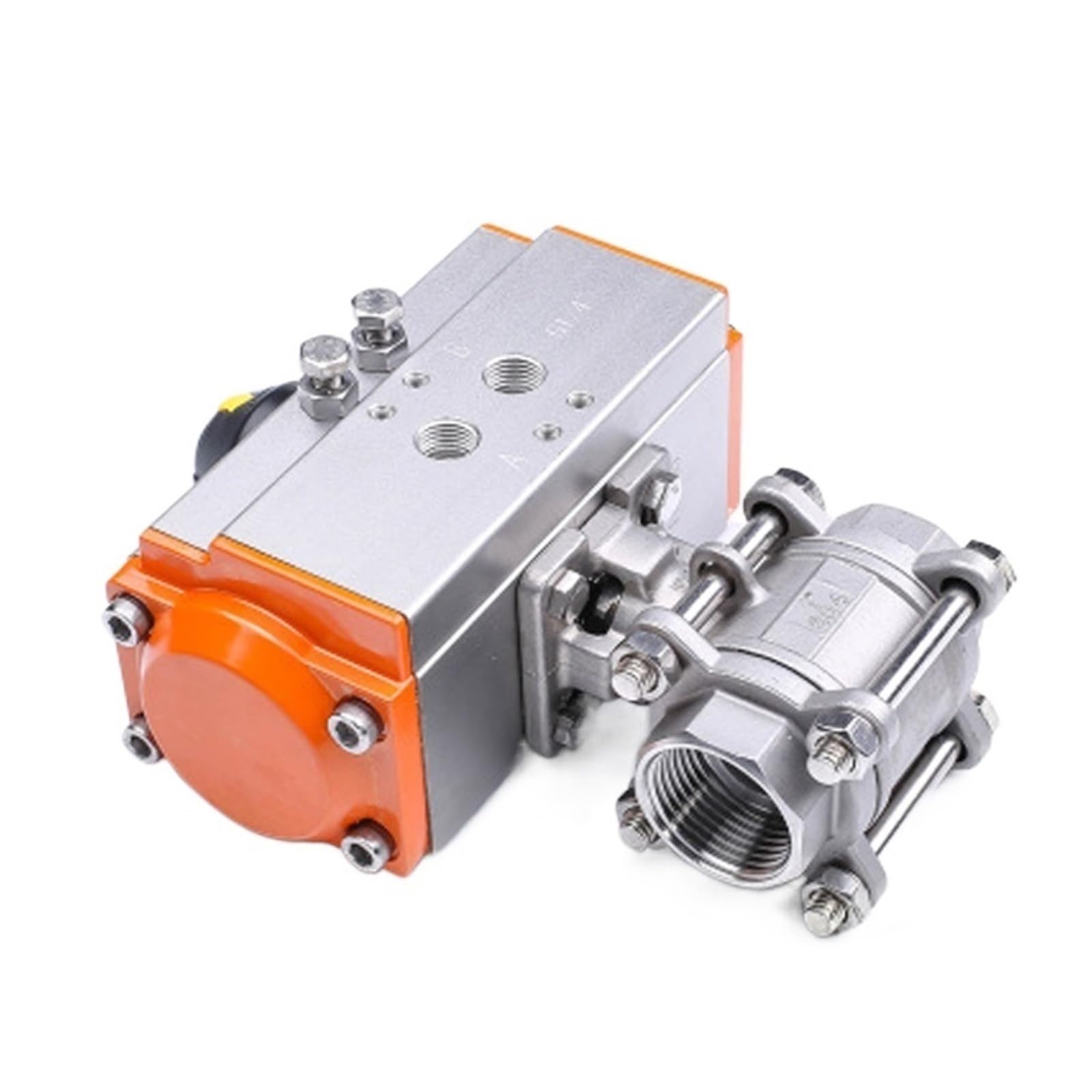 Valvola a sfera pneumatica 1/4" 3/8" 1/2" 3/4" 1" Cilindro a doppio effetto in tre pezzi con piattaforma alta in acciaio inossidabile 304,Resistenza Alla Corrosione(1")
