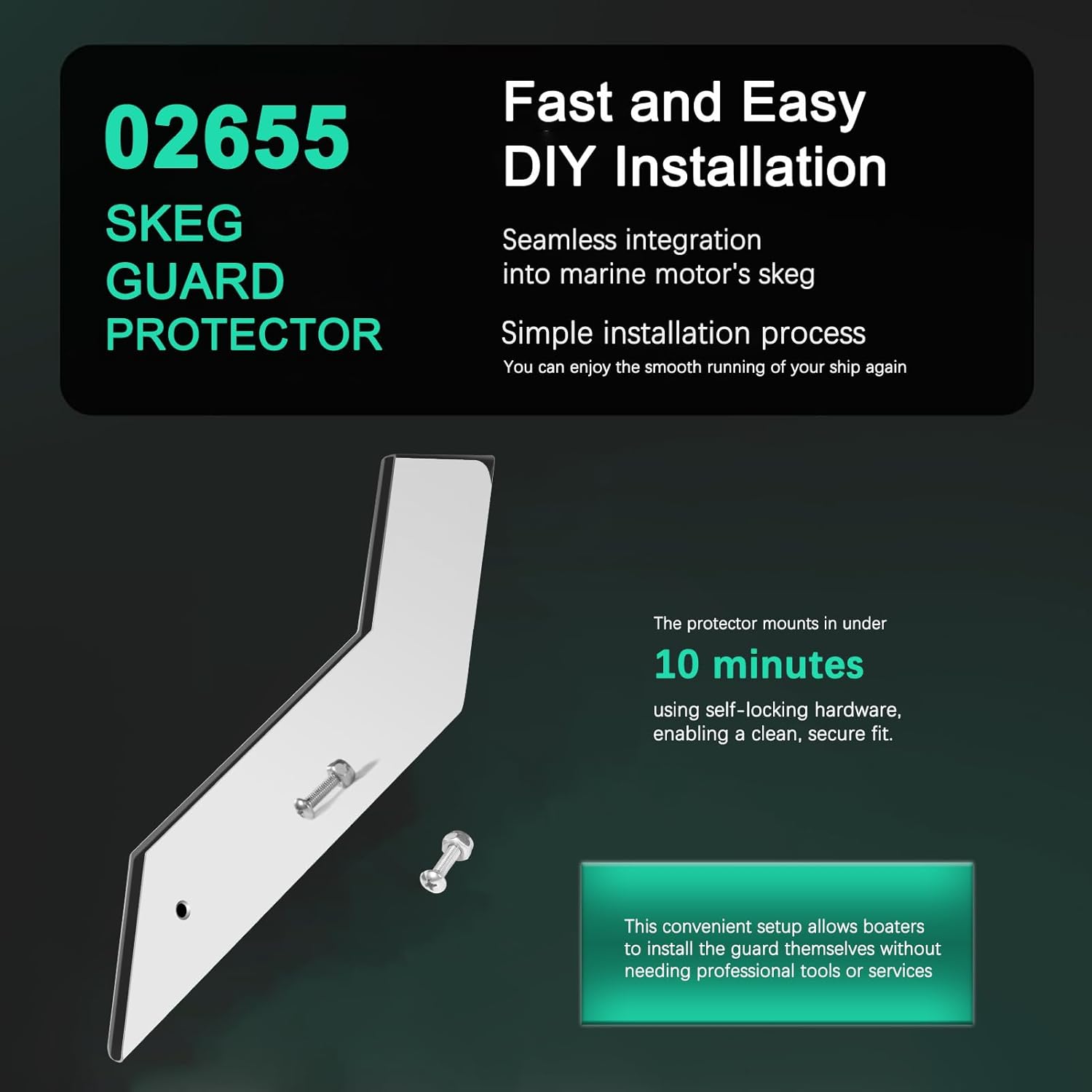 Yoursme 02655 Skeg Guard Protector Fits Mercruiser, Mercury, Suzuki, and Yamaha Motors Stainless Steel Replacement Skeg Guard