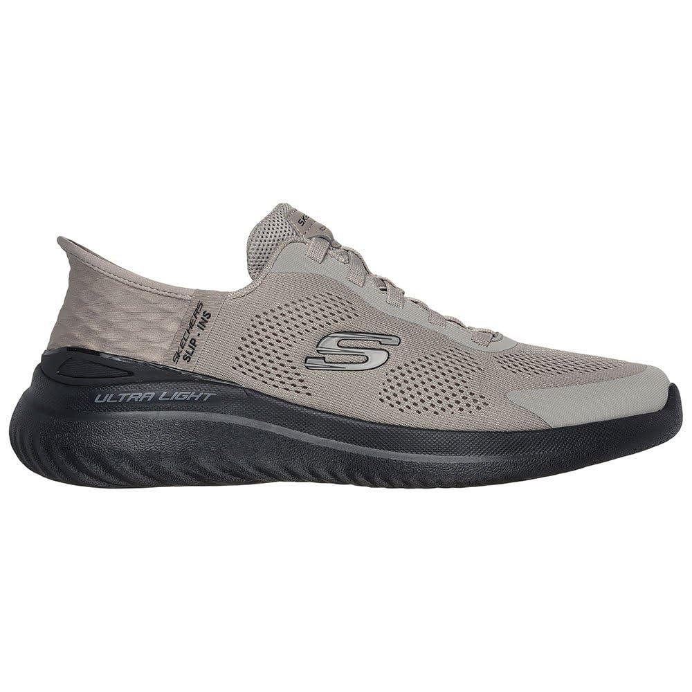 Skechers Men's Bounder 2.0 Emerged Slip-On Sneakers, Taupe Mesh/Synthetic/Black Trim, 6.5 UK