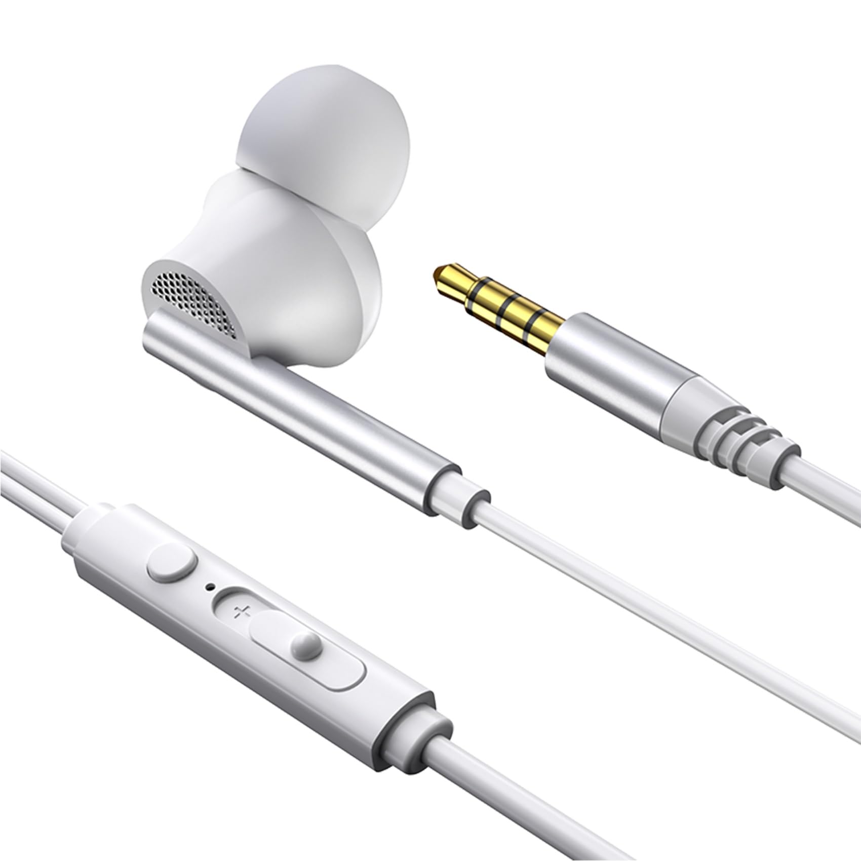 イヤホン 有線イヤホン 3.5mmジャック【2025新版】 HIFI音質 音量調整 9D重低音 マイク付き 通話可能 軽量設計 クリア通話 音量調節 ステレオイヤフォン ヘッドホン (白い色, M31-3.5MM)