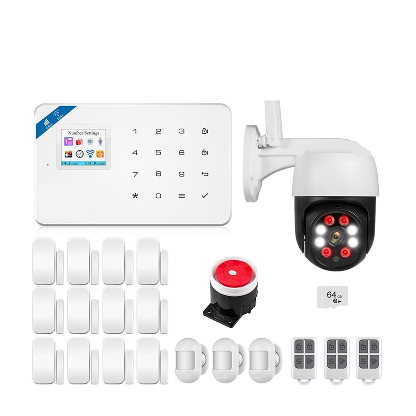 Sistema di Allarme di Sicurezza Domestica, gsm Allarme W181 di Allarme unità Centrale Tuya Smart Wireless Sensore Porta antifurto(Kit 3)