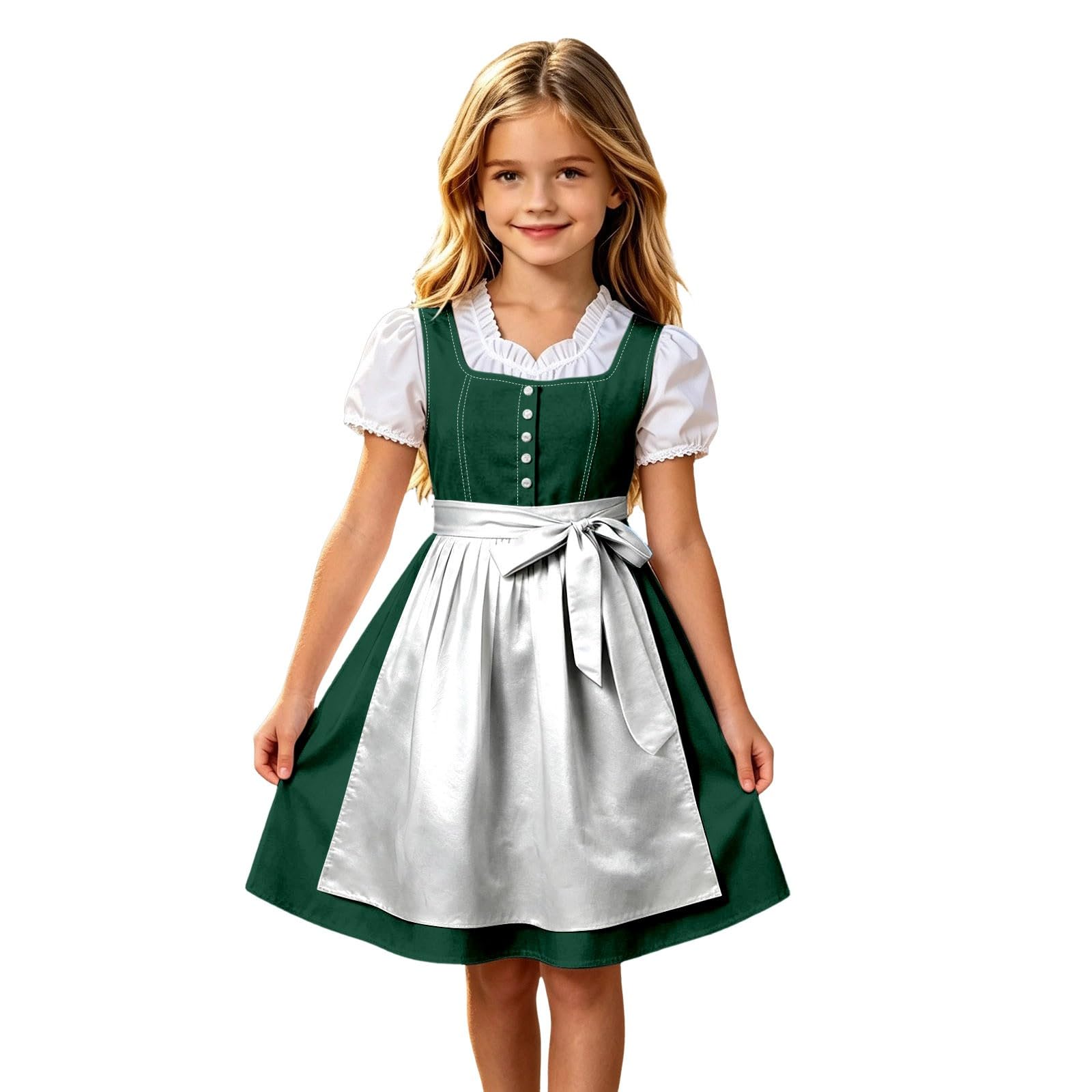 Girls Oktoberfest Costume Bavarian Beer Festival Dirndl Dress with Apron โ image 1