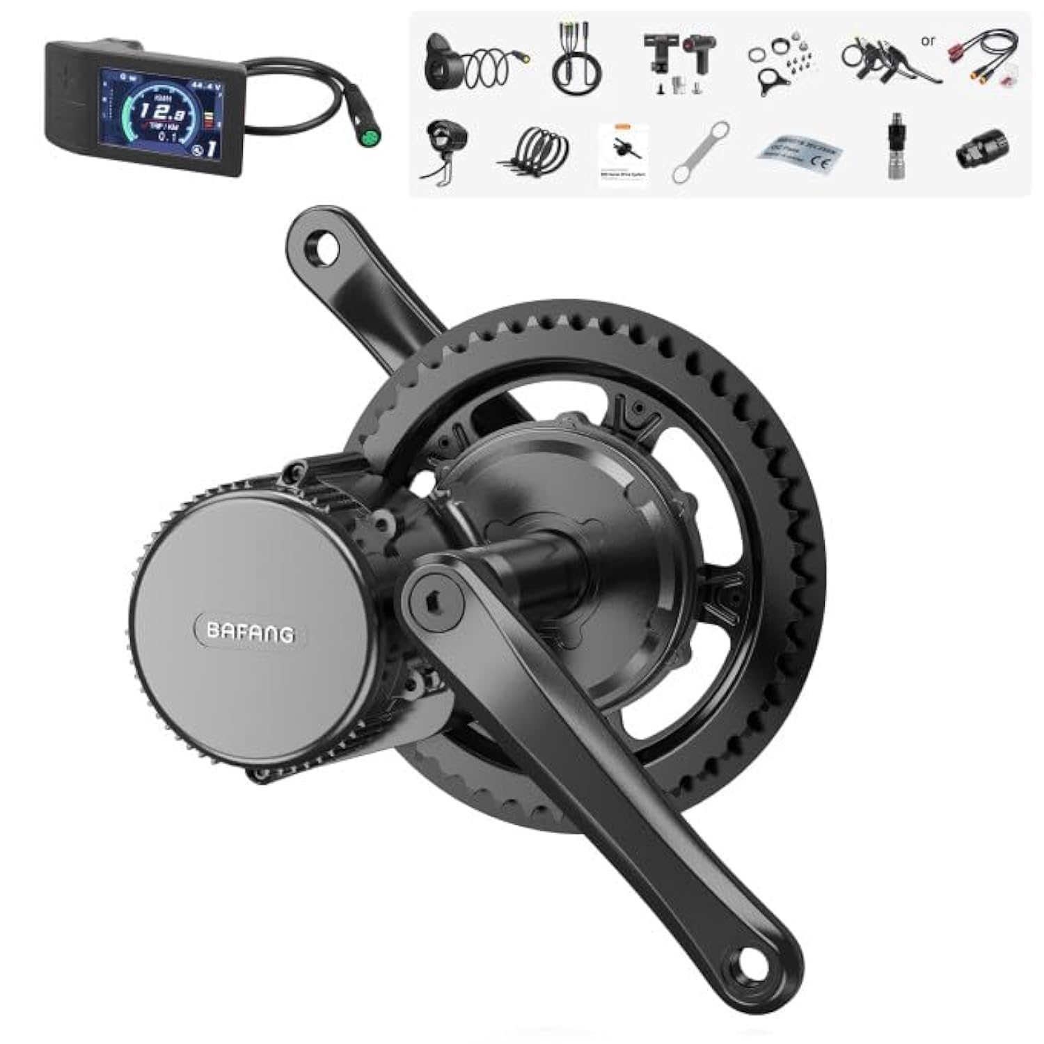 BAFANG 750W Mid Drive Kit Upgrade Version BBS02B Mid Mounted Ebike Conversion Kit with Smart Display&44T Chainring, Electric Brushless Motor para Bicicleta for 68-73mm BB Bikes(No Battery)