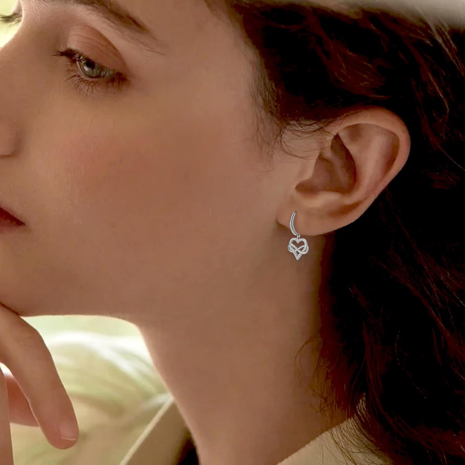 Sterling Silver Infinity Heart Earrings - Sparkling Cubic Zirconia Hypoallergenic Dangle Hoop Earring Fashion Gifts for Her Mom Wife Sister - Image 4