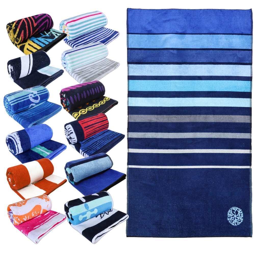 LEBENGOOD, Toalla de Playa, Grande, Piscina, Tumbona, Baño, Ducha, 100% Algodón Egipcio, Terciopelo, Rizo. ECOTOWEL, Absorbente, Suave, Secado, Hombre, Mujer, Niños y Niñas (90x165 Medinea)