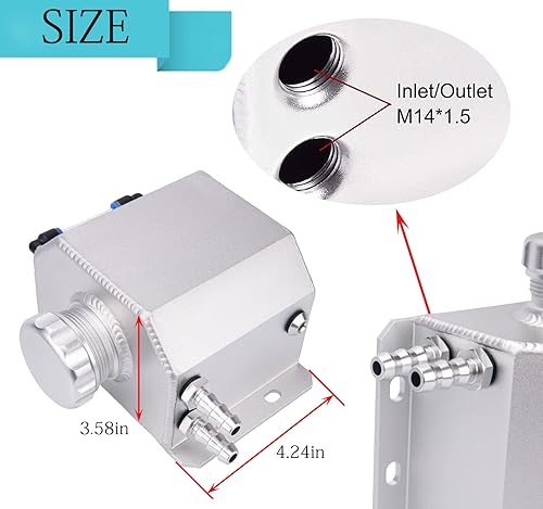 Miniatura 2 de 1L Universal Coolant Overflow TankReservoir ExpansionAluminum Coolant Radiator Expansion Tank