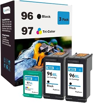 96 Black 97 Tri-Color Remanufactured for HP 96 97 Ink Cartridges Black/Color Combo Pack, 96/97 Ink Cartridges for DeskJet 6940 6840 6988 6980 OfficeJet 7310 7410 7210 Photosmart 8050 Printer3-Pack