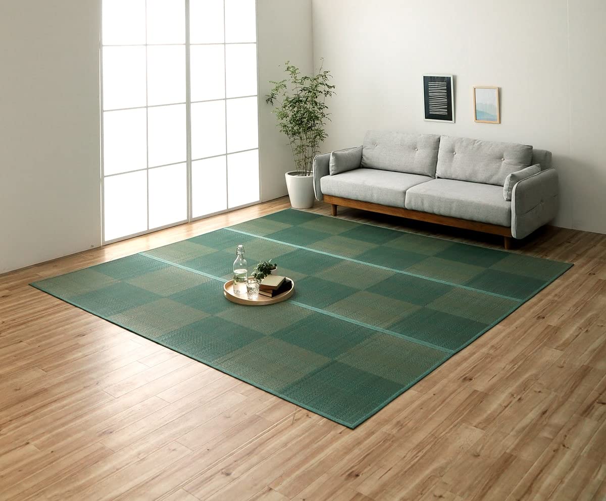 Amazon｜い草カーペット 花ござ 8畳 DXルネ レイクブルー 江戸間