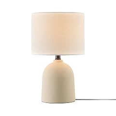 GLOBE Electric 61000142 15 Table Lamp Ceramic Light Concrete Finish White Linen Shade Rotary Switch on Socket 5-Foot