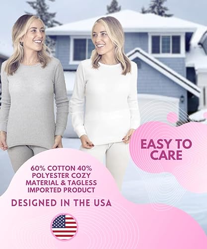 Miniatura 3 de MISS POPULAR Juego térmico de 2 piezas para mujer, camisa de manga larga, pantalones, juego de capa base térmica para clima frío