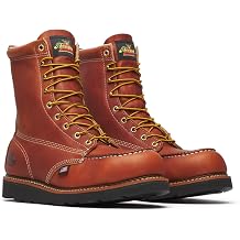 Thorogood American Heritage 8 Steel Toe Work Boots for Men - Full-Grain Leather with Moc Toe, Slip-Resistant Wedge Outsole, and Comfort Insole; EH Rated