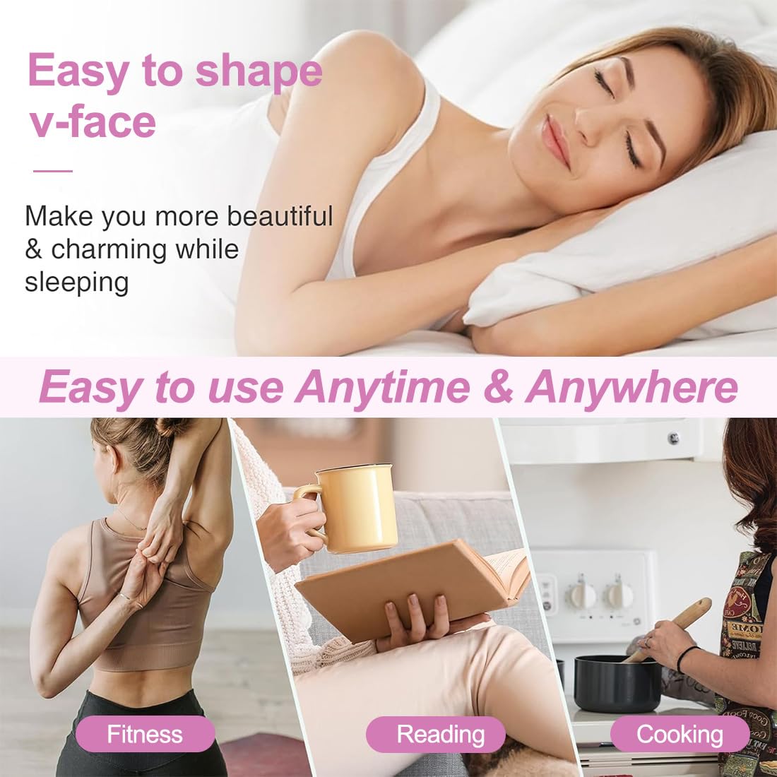 Cintura per il Sollevamento del Viso,V-Line Mento Guancia Sollevare Cinghia,maschera lifting v,Può essere utilizzato in qualsiasi momento,Viola