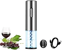 Abridor de Vinho Elétrico Recarregável USB – Saca-Rolhas Automático em Aço Inox com Cortador de Lacre, Abridor de Garrafa de Vinho Fácil e Rápido