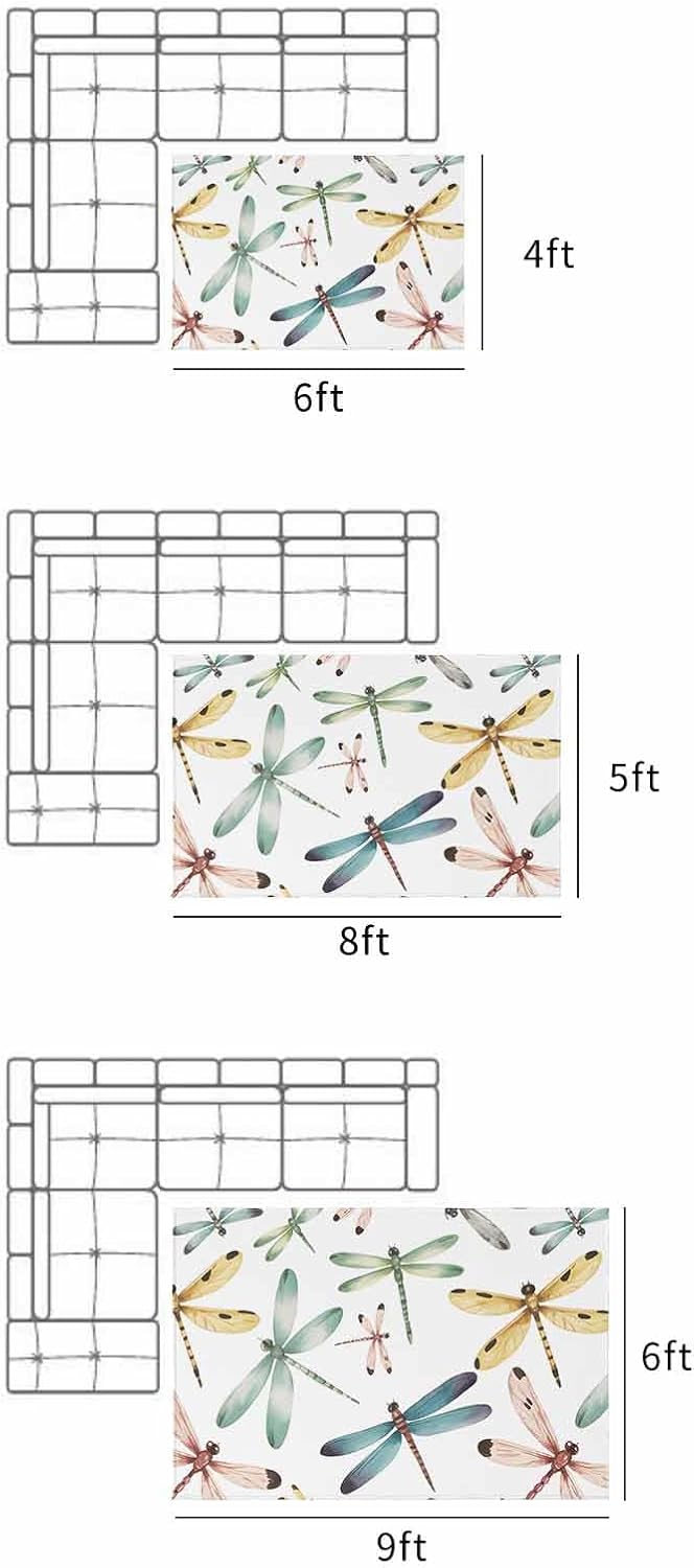 Outdoor Rug 4x6 ft Dragonfly Outdoor Large Area Rug Non Slip Rubber Colorful Watercolor Flying Wings Front Door Mat RV Rug Camping Carpet Patio Outdoor Rugs for Backyard Balcony Deck Porch Indoor