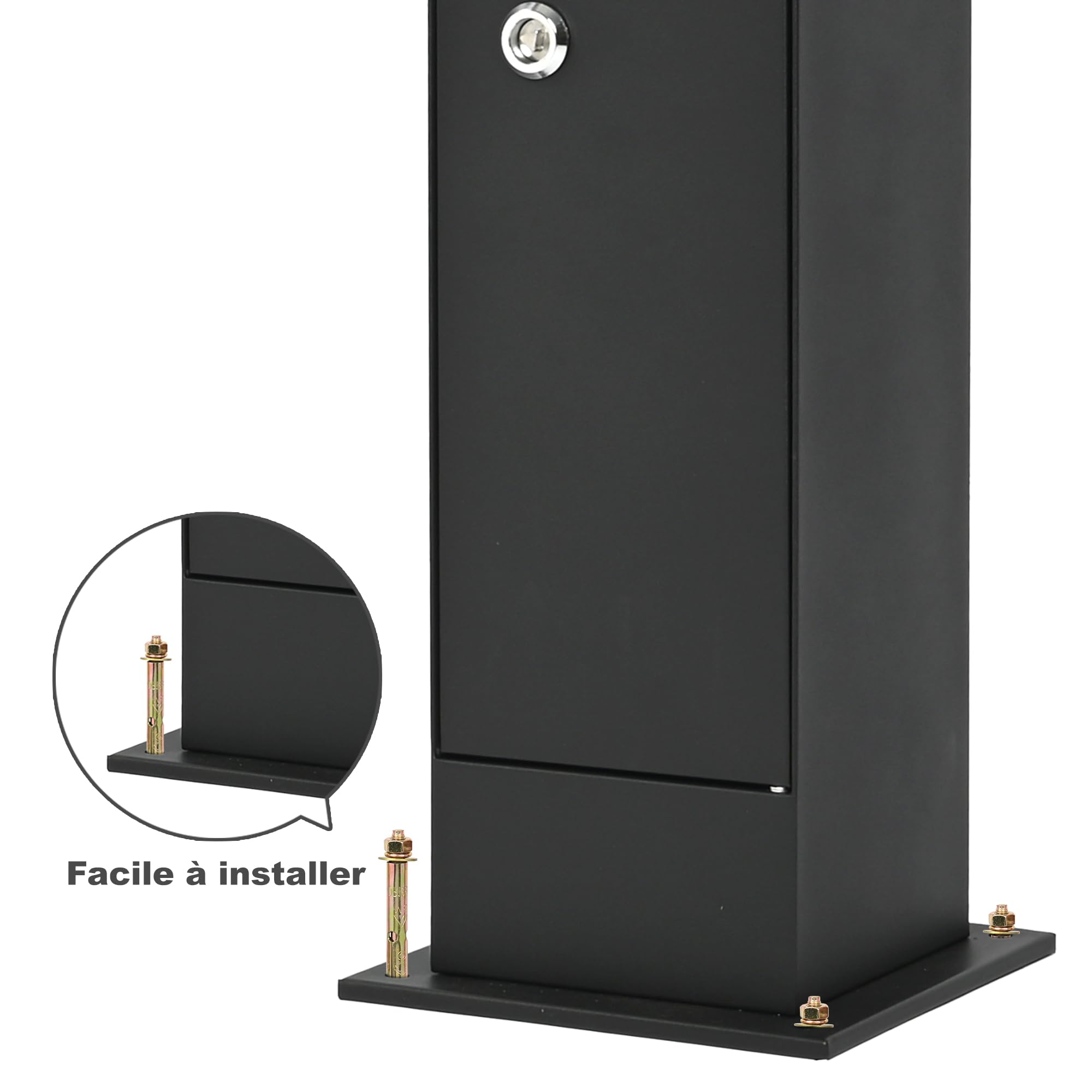 uyoyous Poubelle Extérieure sur Pied Verticale en Acier Inoxydable 304 avec Bac Intérieur Amovible Conteneur à Déchets Commercial Verrouillable pour Intérieur Extérieur 93 x 20 x 20 cm