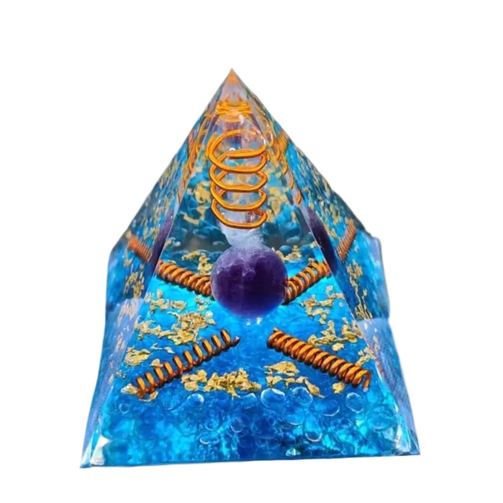 Handcrafted Crystal Pyramid Ornament Statue - Colorful Moonlight Decor for Home and Office