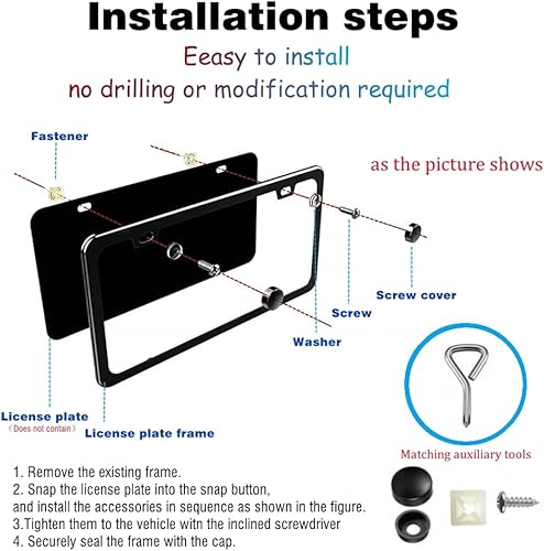 Miniatura 5 de 2 marcos negros para matrícula, material de aluminio, 4 agujeros, tapas de rosca, juego de cubiertas compatibles con 1, 2, 3, 4, 5, series X1, X3,