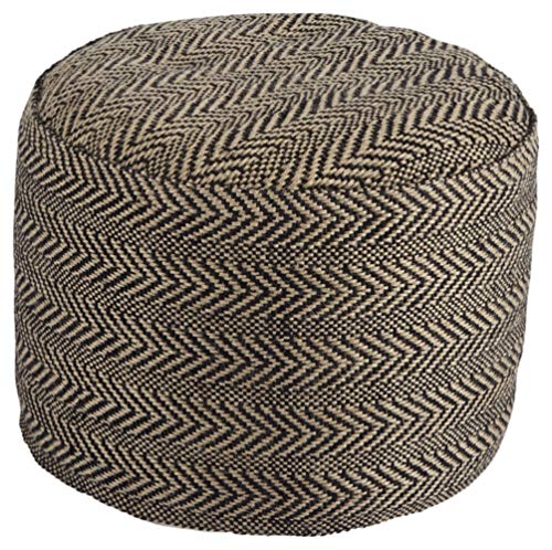 Signature Design by Ashley Herringbone Jute Pouf, 20 x 20 In, Brown & Black