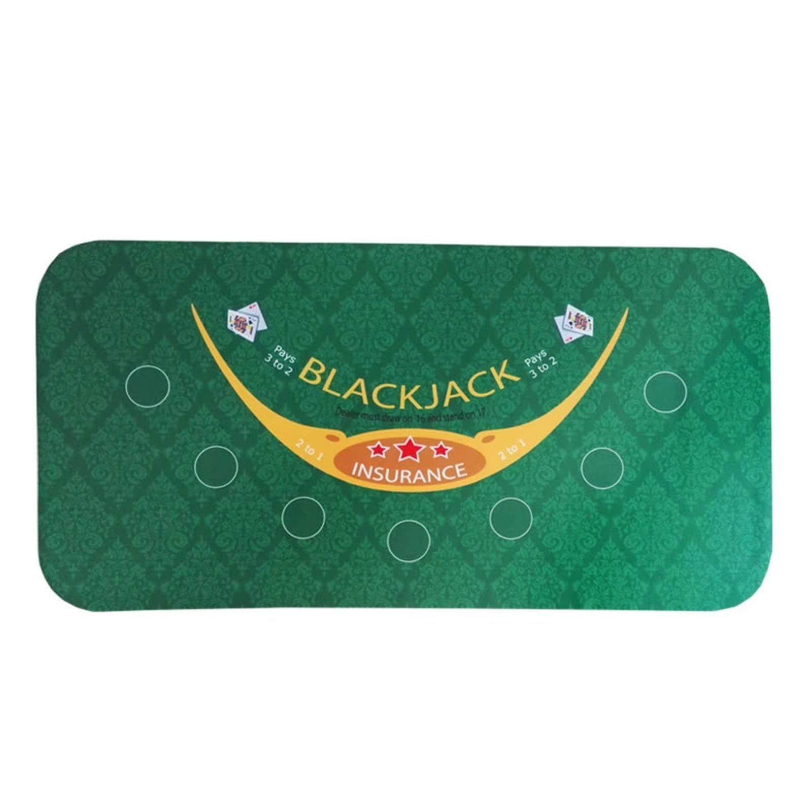 mata do gry w karty, Przenośny stół do pokera zamszowy gumowy Black Jack 21 punktów Baccarat Casino Poker obrus zielona mata na z wzorem(70*35in)