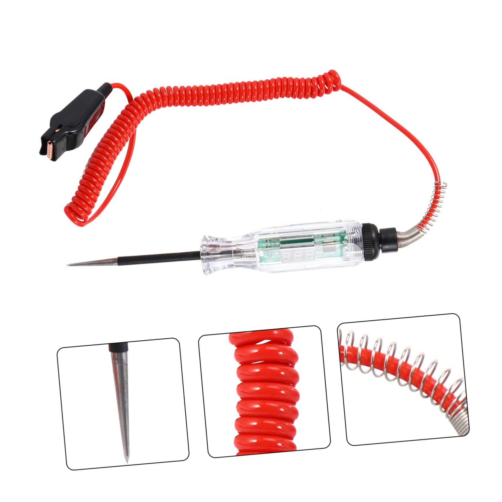 jojofuny 2pezzi Tester Tensione Digitale Lcd Per Circuiti Automotive Prolunghe Per Test Aree Difficili Design Ergonomico e Cavo Elastico Strumento Auto Professionale
