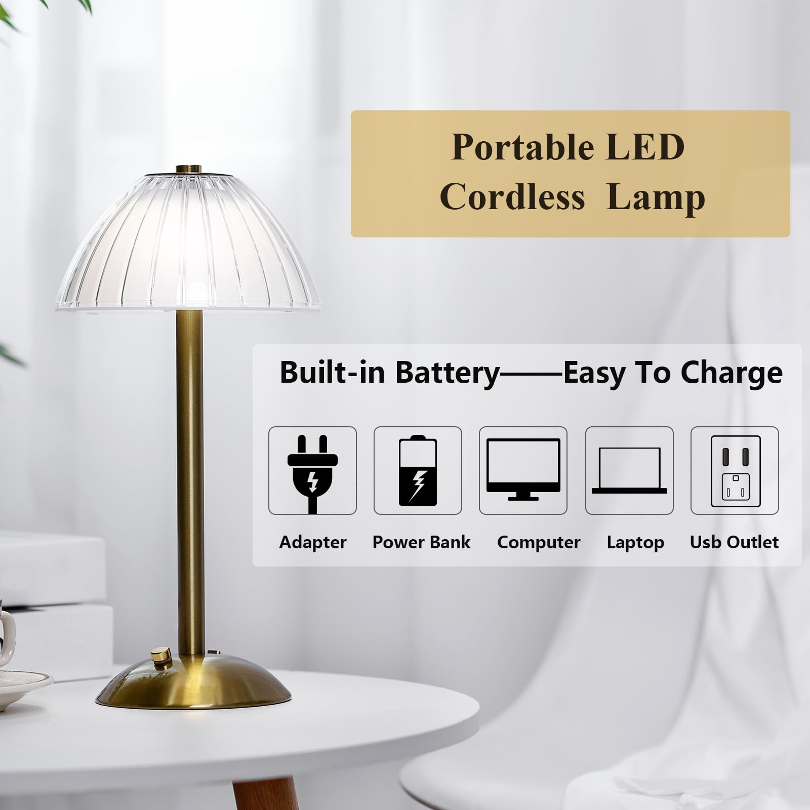 Liliful 2 szt. LED przenośna bezprzewodowa złota lampa stołowa dotykowa akumulator lampa biurkowa złota lampa na baterie 3 kolory ściemniana złota lampa do jadalni lampa biurkowa do sypialni salonu