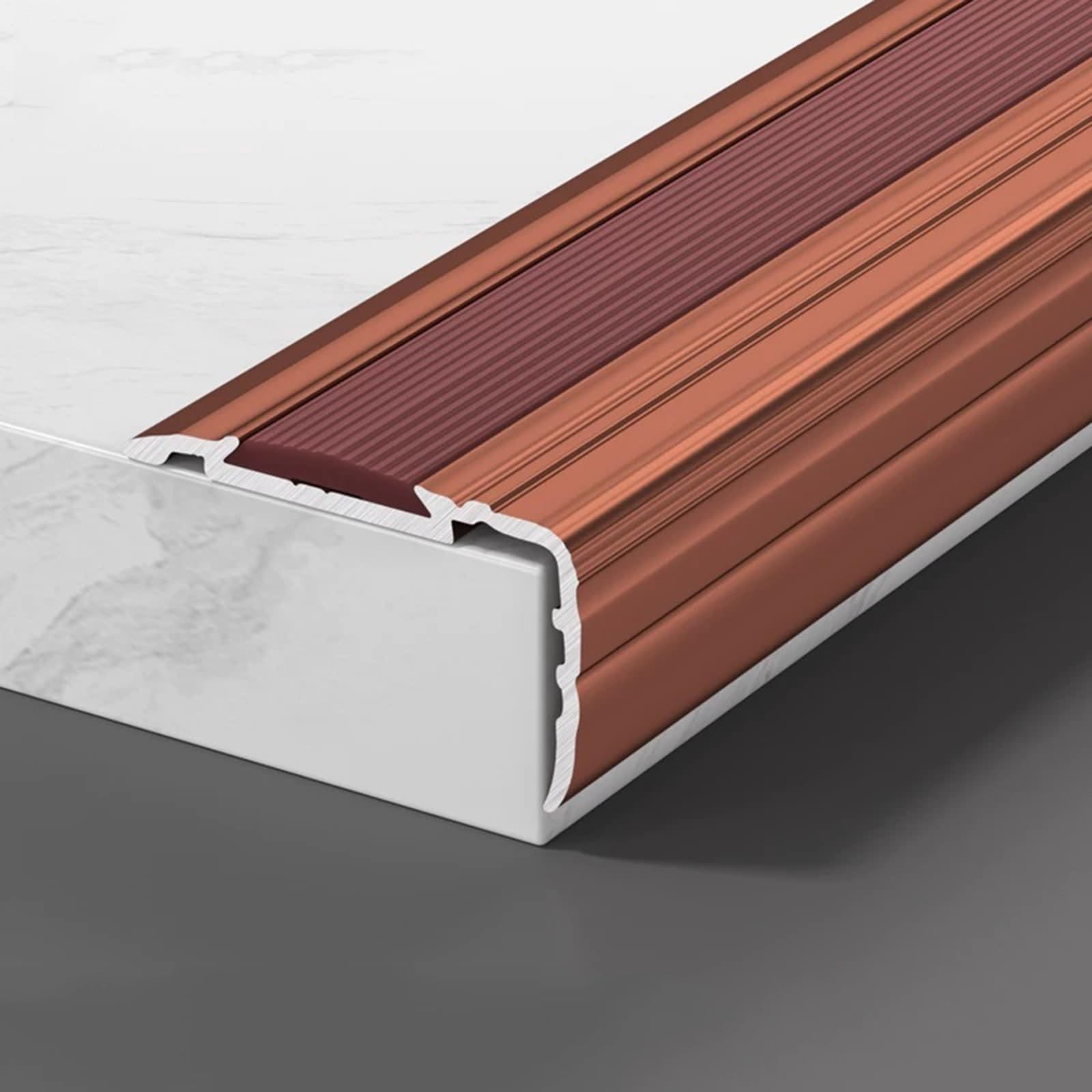 Perfil de peldaño antideslizante de aluminio de 42,8x29 mm para borde de escalera multicolor