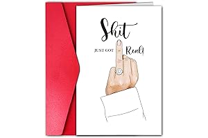 Funny Engagement Card for Friends, It Just Got Real, for Wedding Party Bridal Shower (White)