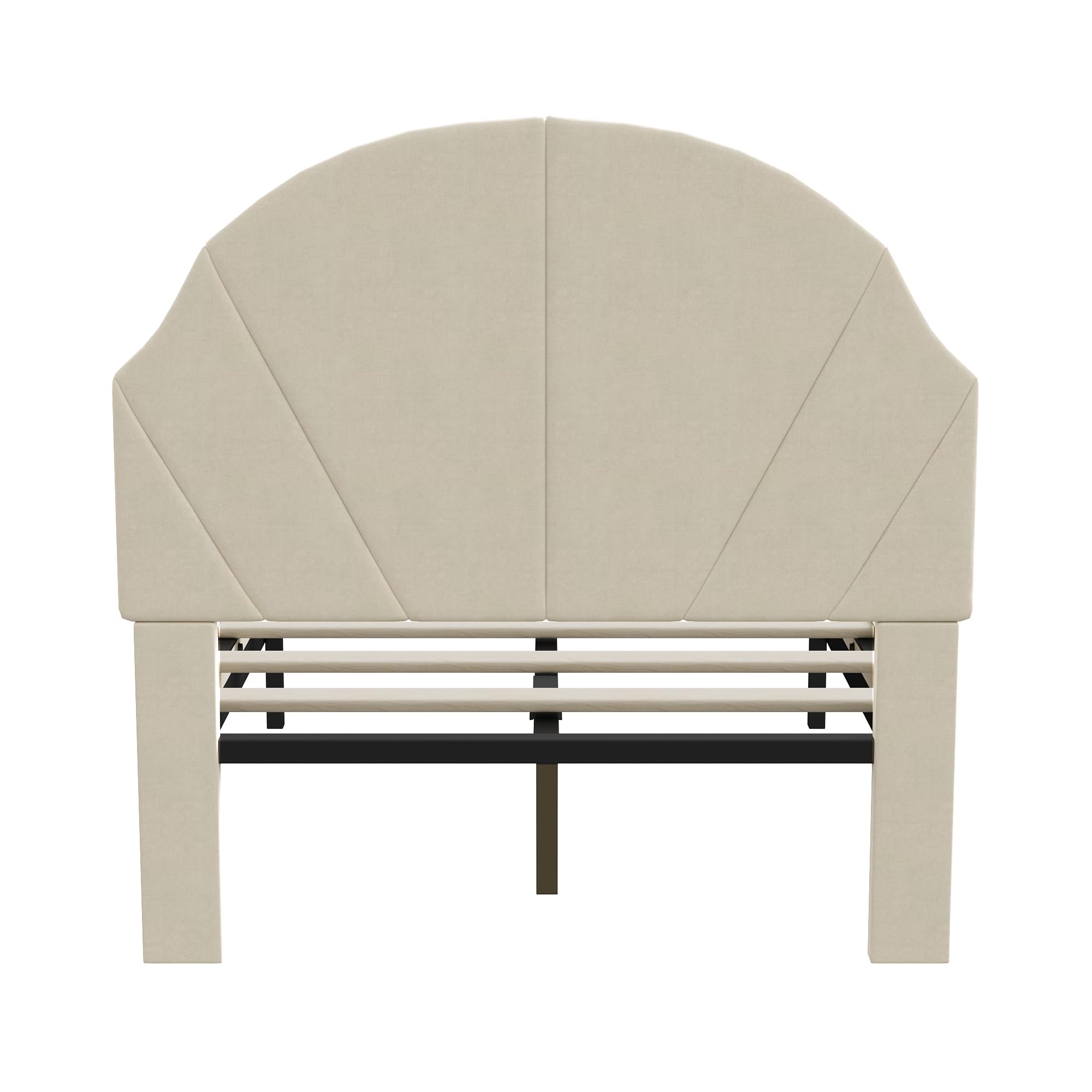 Letto per bambini imbottito 90 x 200 cm, testiera regolabile in altezza, telaio letto per bambini con rete a doghe, facile da montare, velluto, beige
