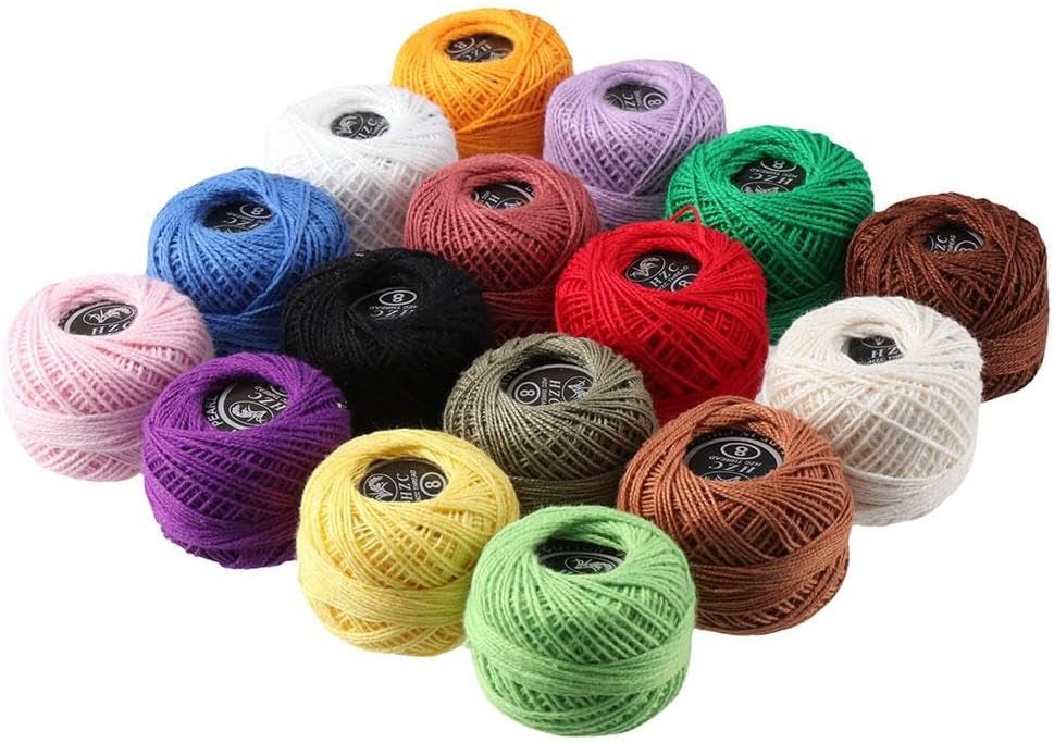 HomeSoGood 16 Rolls Solid Color Cotton Thread Ball - Rainbow Color Cross Stitch & Crochet Thread for Crafts image 3