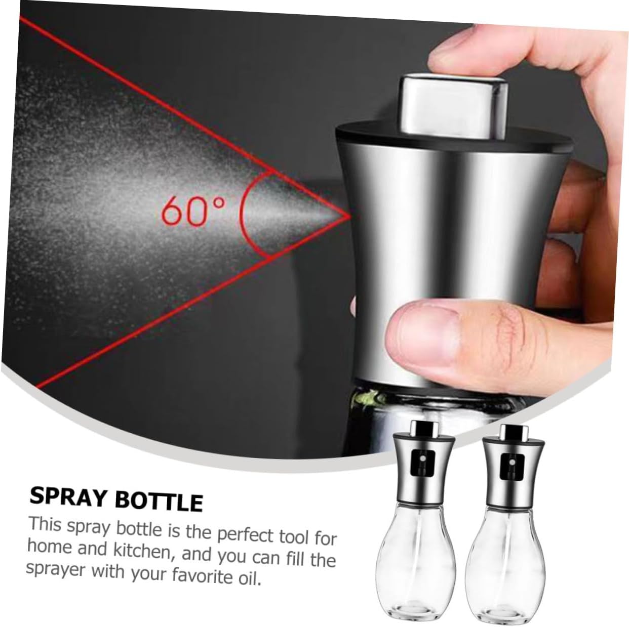 Amosfun 2Pcs Oil Spray Bottle Dispenser for Cooking Non Leak Design for Oil Soy Sauce and Vinegar Kitchen Essential