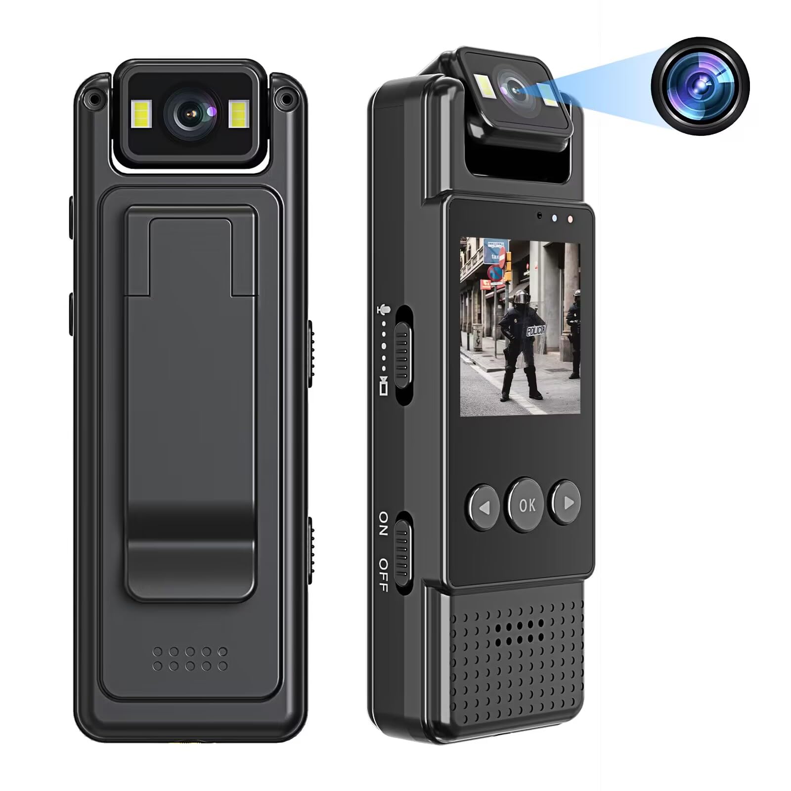 Minicámara HD 1080P, grabadora de vídeo Digital portátil, cámara Corporal for Ciclismo, visión Nocturna infrarroja, policial, pequeña videocámara for Bicicleta(Add 32GB)