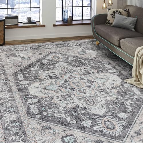 Vintage Area Rug, 8x10 Washable Rugs for Living Room Bedroom Indo...