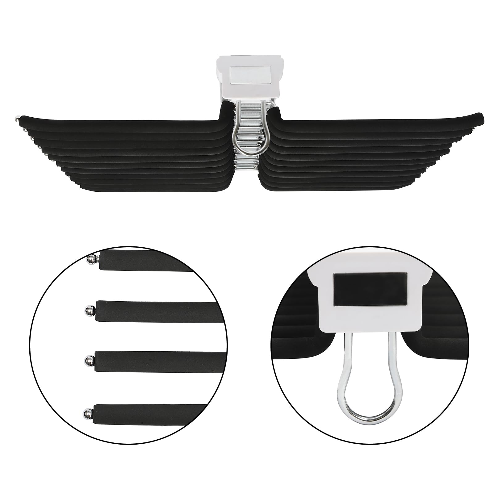 22 Arms Trousers Rack Closet Pull Out Pants Rack, Steel Pants Hanger Bar Clothes Organizers for Space Saving and Storage Maximum Load 33lbs Black 23.2 * 18.1 * 3.7inch