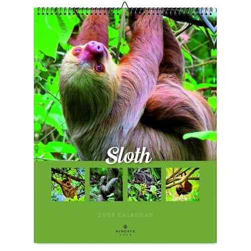 January 2027 - December 2027 Sloth Wall Calendar 18.25x24.5 Monthly Wildlife Photography 12 Month Animal Calendar Stunning Nature Images Gift for Animal Lovers, Kids Adults