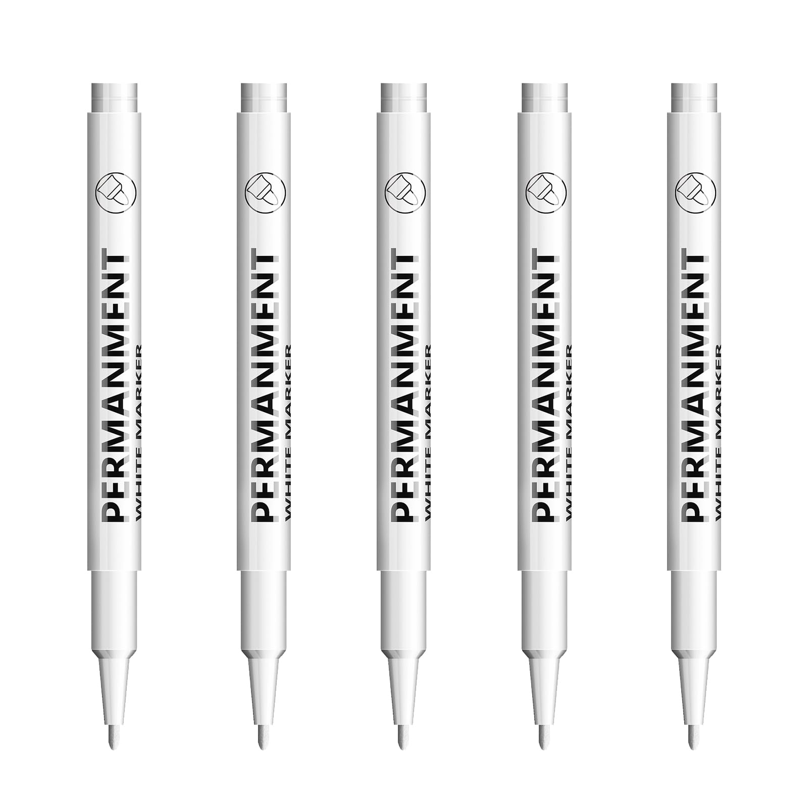 5 Piezas Rotulador Blanco Permanente, Ancho de Trazo 2.0 mm, Rotulador Blanco Resistentes al Agua y de Secado Rápido, para Madera, Metal, Vidrio, Tela, Piedra, NeumáTicos, Lona, Plástico, Cuero